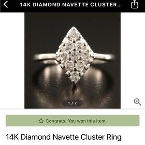 14K White Gold Diamond Navette Cluster Ring